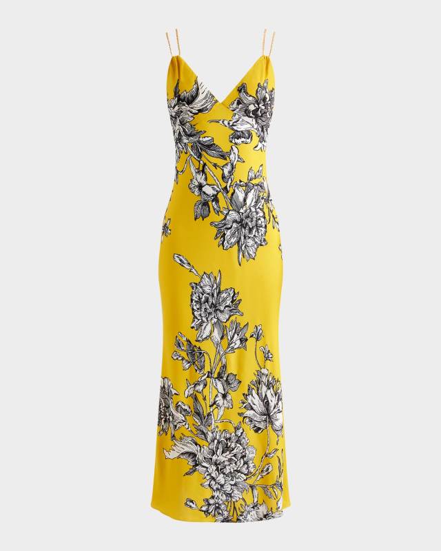 Kiro Blooming Wild Golden Hour Midi Slip Dress